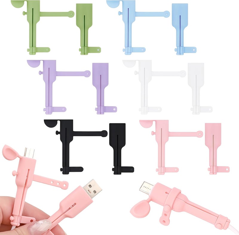 Notoke 6 Pairs Charger Cable Protectors, 6-Color Silicone Charger Cord Organizers - 3 in 1 Double-End Data Cable Protection Cover Cord Organizer Compatible with USB-C Laptops & Phones - Image 1